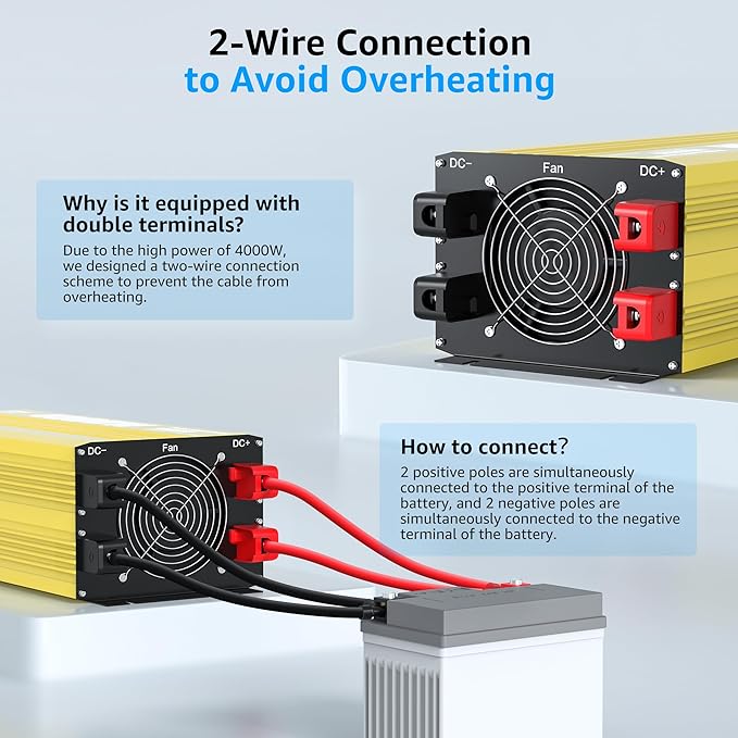 XWJNE 4000W Pure Sine Wave Power Inverter 12V DC to 120V AC Converter with LED Display and Remote Controller for Home, RV, Truck, Off-Grid Solar Power