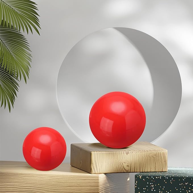 uxcell 2 Pcs Gazing Globe Decor Ball 2.5 Inch 63mm Reflective Garden Sphere Polished Hollow Ball, Seamless Stainless Steel Gazing Ball, Smooth Mirror Globe for Garden Home Decor, Red