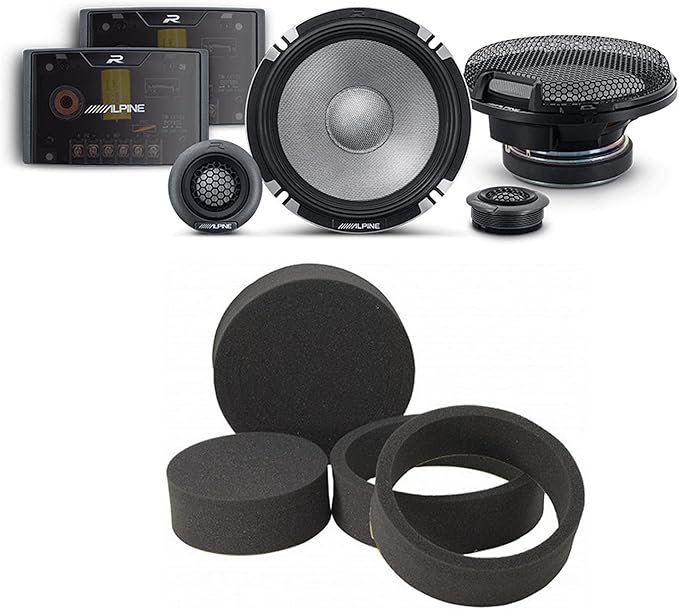 Alpine R2-S652 High-Resolution 2-Way Speaker Set/Pro Series with RKFR65 3-Piece Foam Fast Ring Speaker Enhancement