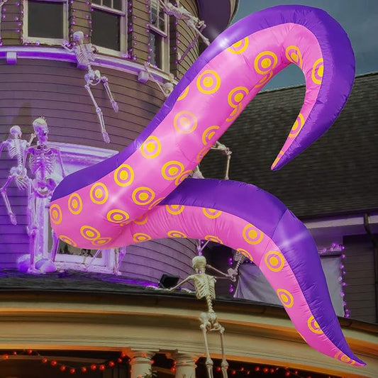 DearSun 6.7FT L Giant Halloween Inflatable Octopus Tentacle Halloween Inflatable Tentacles Broke Out from Windows, 2 Jumbo Blow Up Tentacles with Build-in LED Lights Halloween Window Decoration