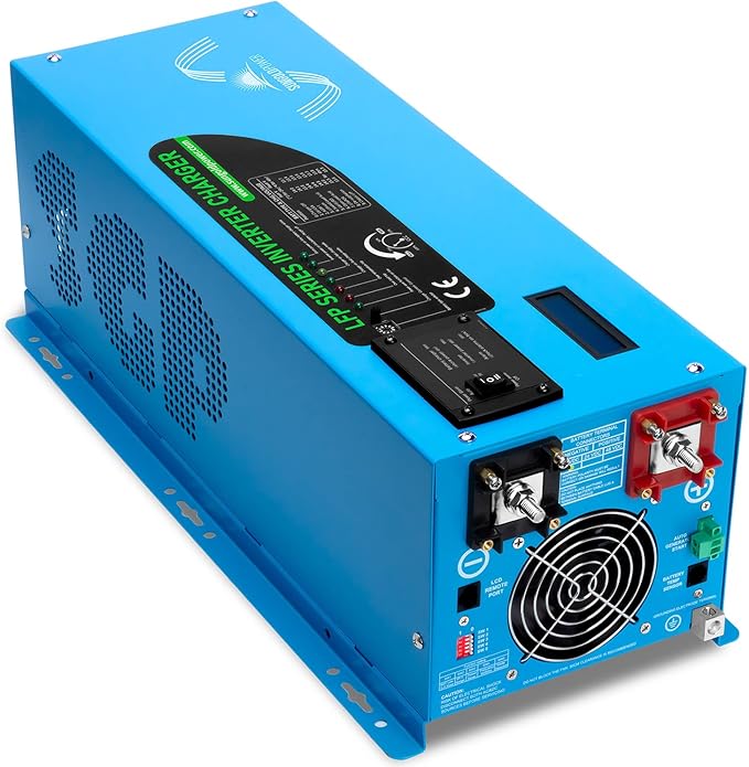 2000W DC 12V Peak 6000W Pure Sine Wave Inverter Charger Upgrade, AC 120V with 70A Battery AC Charger LCD Display Remote Control, Low Frequency Inverter, for RV, Camper, Home