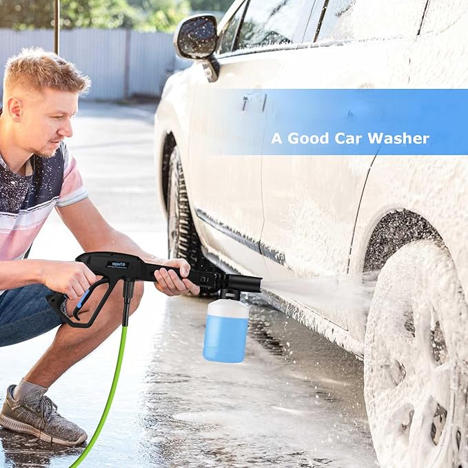 Pressure Cleaner 5000 PSI,2.8 GPM Power Cleaner with Foam Cannon,Portable Cleaner with 33ft Hose Reel,4 Nozzle Tips,and Soap Bottle for Cars/Home/Driveways/Patios/Decks/Fences(Blue)