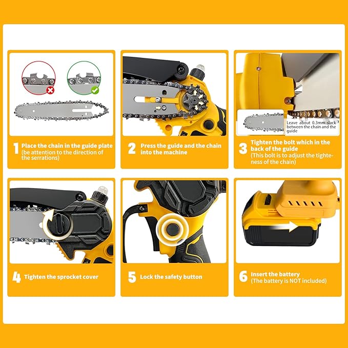 Mini Chainsaw Compatible for Dewalt Battery 20V MAX, 8-Inch and 6-Inch 2-IN-1 Cordless Hand-held Chain Saw, Electric Hand Saws for Wood Cutting, Tree Trimming Gift for Men(Tool Only)