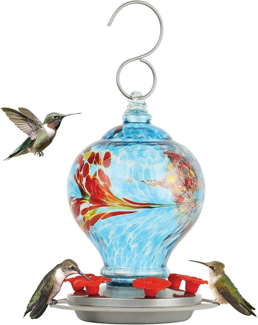 Nature's Way Bird Products Sunny Day AGF3 Hand Blown Artisan Gravity Hummingbird Feeder, 28 Oz