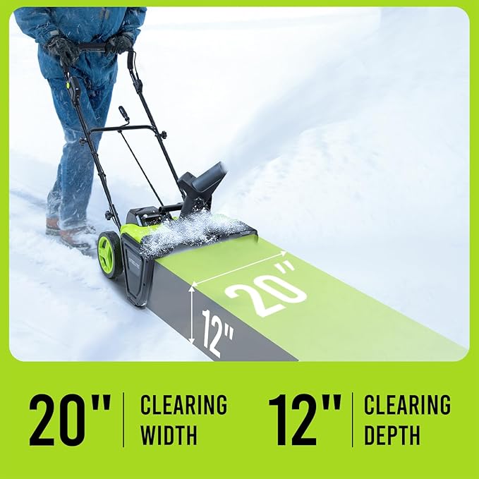 2 x 20V STEELITE Cordless Snow Blower, 20-Inch Snow Thrower Includes 2 x 4.0Ah Batteries & Charger, Ideal for Walkways and Driveways, Brushless Motor