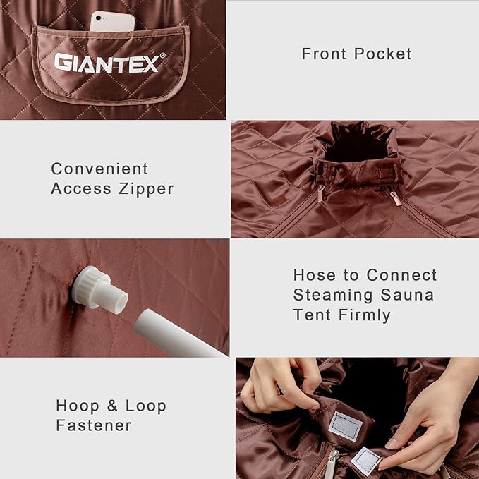 Giantex Portable Sauna, Sauna Box 3L Steam Box Remote Control, 9 Adjustable Temperature & Timer, Foot Roller, Mat & Foldable Chair, Steam Sauna for Single Person, Personal Sauna Tent for Home, Coffee