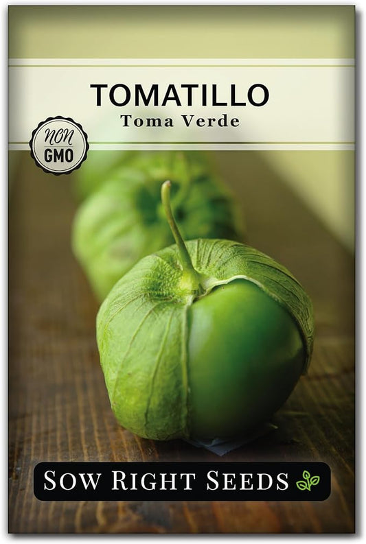 Sow Right Seeds - Toma Verde Tomatillo Seeds for Planting - Non-GMO Heirloom Packet with Instructions to Plant a Home Vegetable Garden - Mexican Husk Tomato - Ground Cherries Great for Salsa (1)
