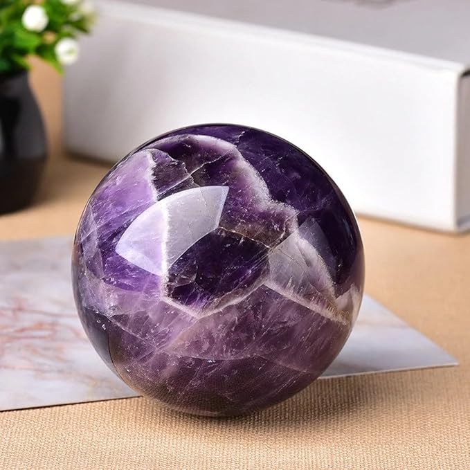 Natural Amethyst Crystal Ball,Amethyst Sphere Healing Crystal Ball with Stand (500g)…