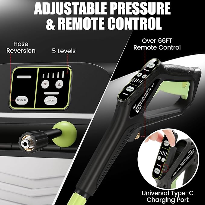 Wall Mounted Pressure Washer - Max 5500 PSI 3.6 GPM, 5 Levers Power Washer with 100FT Retractable Hose for Car/Driveway, Automatic Rewind, Any Length Lock