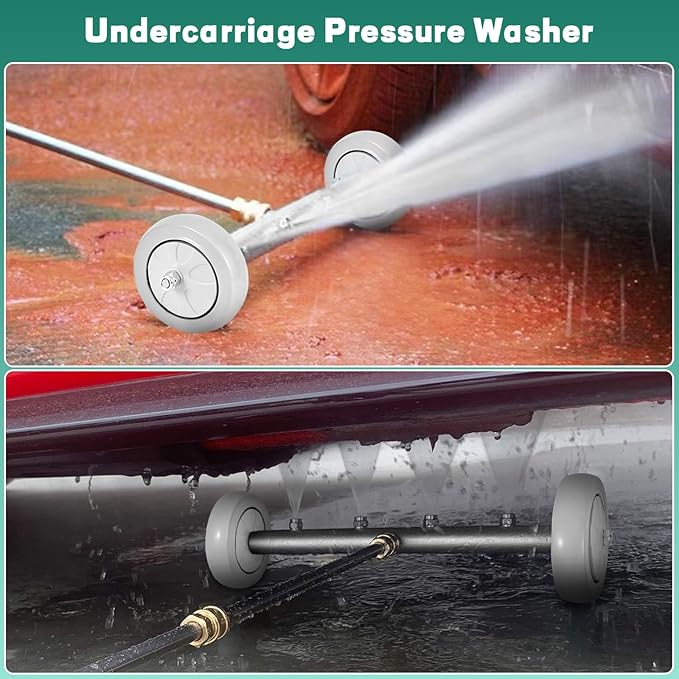 16 Inch Pressure Washer Undercarriage Cleaner, Under Car Washer, Undercarriage Sprayer for Pressure Washer with 2 Pcs Extension Wand, Universal 1/4" Connector, 4000 PSI