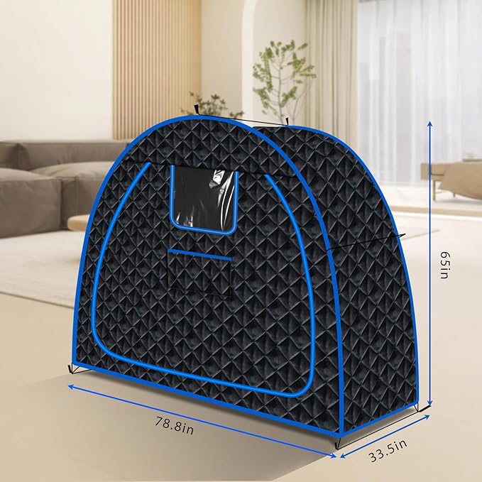 Smartmak Full Size Steam Sauna Tent, Three Person Portable Full Body Home Spa Room, Personal Large Space for Relaxation, Steamer NOT Included