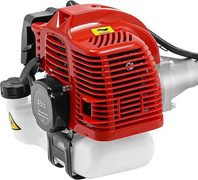 43cc Gas Weed Wacker, 2-Stroke Weed Eater, Two T Cutting Blade Cordless 8500r/Min Gasoline Edger 1250w Single-Cylinder Air-Cooled Engine Pole Saw String Trimmer W/Oil Pot Goggles 33.8 Oz Fuel Tank