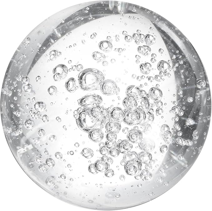 uxcell 100mm/3.9" Crystal Sphere Ball Bubble Glass Solid Decorative Sphere Crystal Ball Prop Ornament for Feng Shui Divination Fortune Telling Tabletop Fountain Decoration, Clear