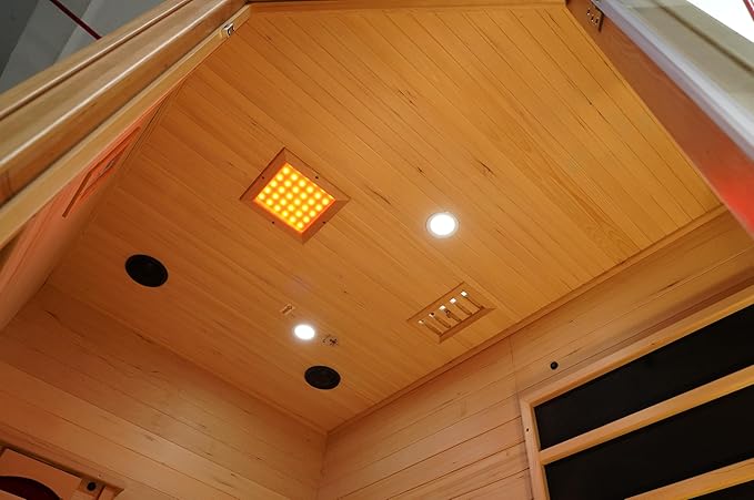 Corner Sauna 1 Person, Infrared Wooden Sauna, Luxurious Canadian Hemlock Home Saunas, 2300 W 8 Heating Element, Low EMF Full Size Indoor Spa(Left Recliner)