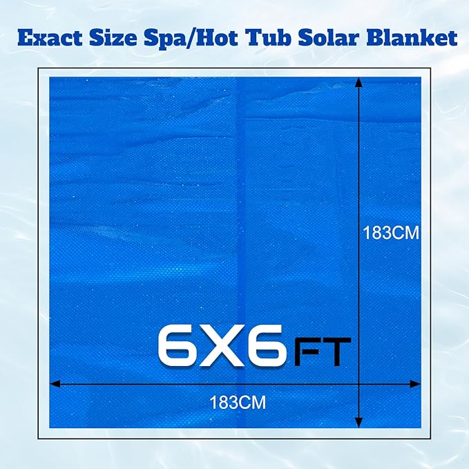 BigXwell Hot Tub Cover Spa Cover, 16-mil 6 x 6 Foot Square Solar Pool Cover Heavy-Duty Heat Retaining Solar Blanket Cover for Spa Hot Tub