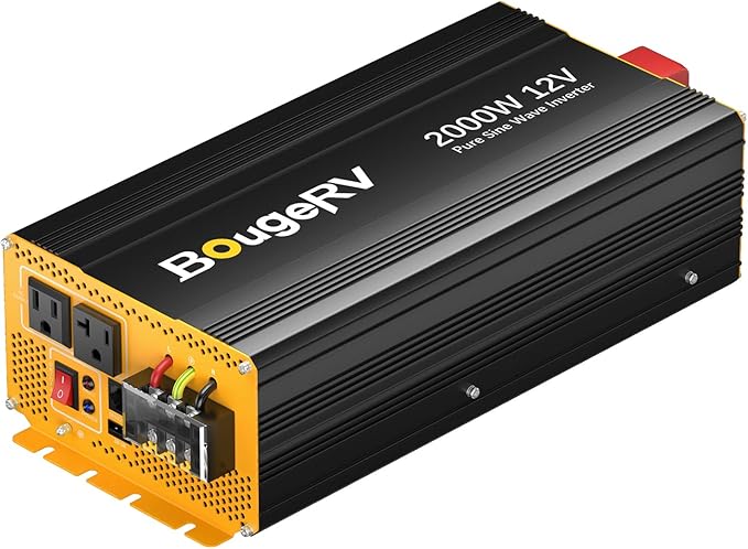 BougeRV 2000W Pure Sine Wave Inverter Convert 12V DC to 120V /110V AC, Fully 2000W Output, Built-in BT for BougeRV APP, Wired Remote Controller, Off-Grid Solar System, RV, Backup Power
