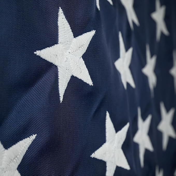 Super Tough 8ft x 12ft Nylon American Flag | Embroidered Stars and Sewn Stripes | Brass Grommets | Heavy-Duty Outdoor Flag | Fade Resistant American Flag Made in USA | All Weather Nylon