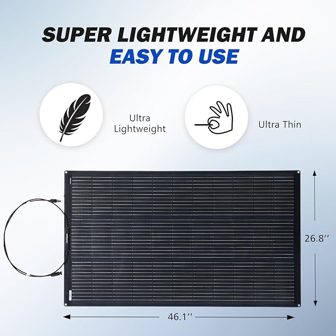 ATEM POWER 100W 12V Solar Panel Flexible 245° Bendable Monocrystalline Portable Solar Charger with Uneven Surfaces Lightweight for RV Tent Roof Boat Cabin Marine Camping