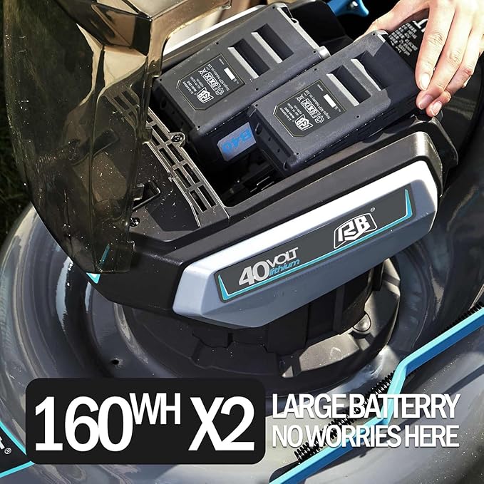 RB 80V 4-in-1 Cordless Lawn Mower 18” Brushless Motor with 2 x 4.0Ah Batteries & Fast Charger - 7 Cutting Height Adjustment Low-Noise Push Mower for Effortless Lawn Care