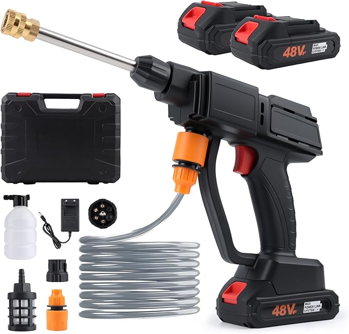 Cordless Pressure Washer, 900PSI Battery Powered with Foam Cannon, 6-in-1 Nozzle, Portable Power Washer for Car, Patio, Home & Garden Cleaning