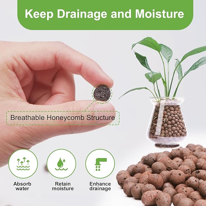 5 lbs LECA Balls for Indoor Plants, 4-16mm Clay Pebbles for Plants Hydroponic, Aquaponics, Natural Leca Balls for Soil Root Development, Orchid Potting Mix