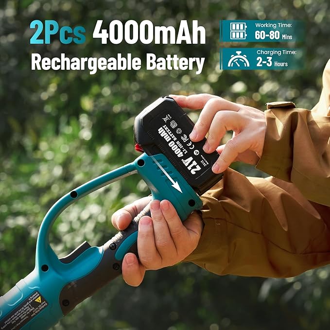 SEESII 2-in-1 Pole Saws for Tree Trimming: Electric Mini Chainsaw 6 Inch Cordless, 2 x 4000mAh Batteries Tree Pruner, Brushless Chain Saw with Extension Pole for Limb Branch Cutter,16Ft Reach