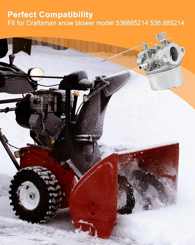 Carburetor Fit for Craftsman 536885214 536.885214 Snow Blower, Engine Carb Tune Up Kit with Fuel Filter Spark Plug Gasket
