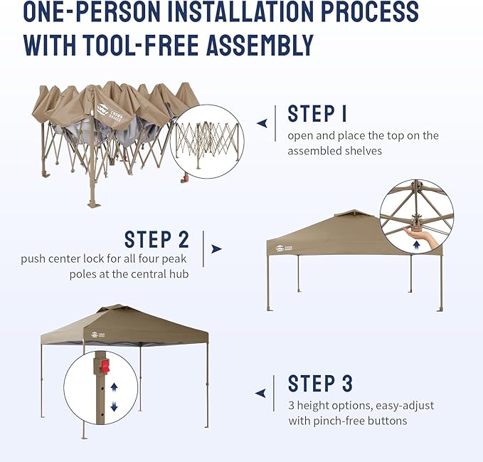 CROWN SHADES Gazebo 10x10 Pop Up Canopy with Mosquito Netting, Screen Tent with 4 Ropes, 8 Stakes, 4 Sandbags and Wheeled Storage Bag, Canopy for Patio & Backyard, Beige