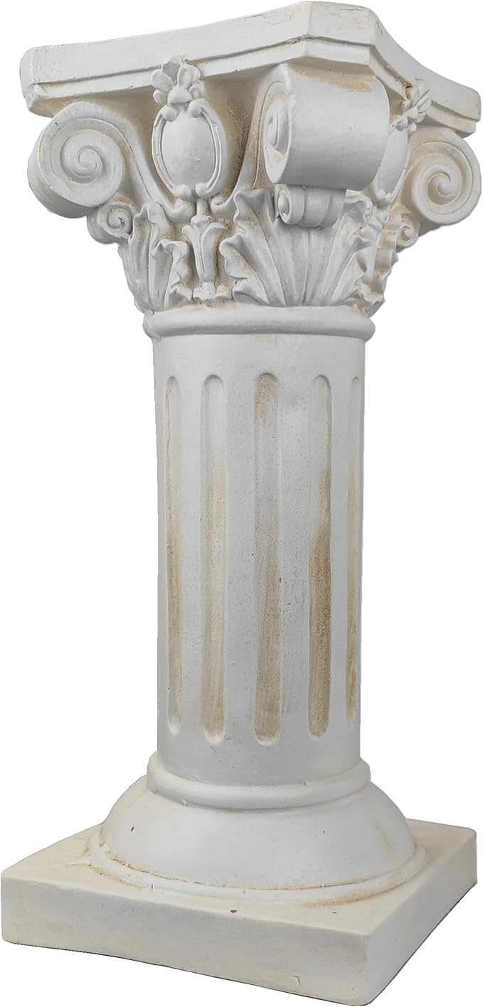 Classical Greek Ionic Order Column with Retro Old Style for Indoor Outdoor Garden Decor or Display Pedestal Pillar Stand for Plants and Sculptures,White