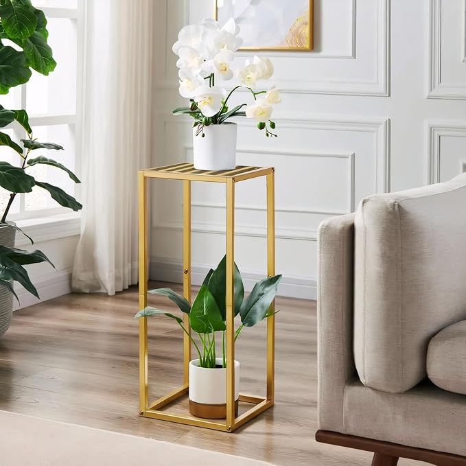 Cylinder Stands for Parties & Plants,2pcs Gold Square Wedding Flower Pedestal Stands for Centerpieces, 23.6 inch Tall