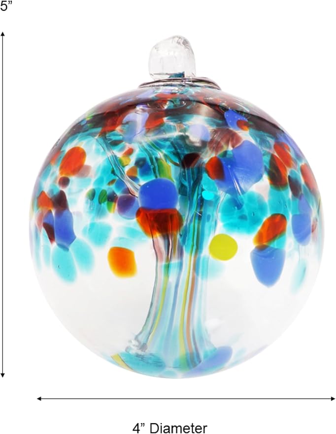Dale Tiffany Hand Blown Glass, 4" Diameter Devotion, Tree of Life Collection, Witch Globe Hanging Garden Indoor/Outdoor Decorative Ornament Gazing Ball