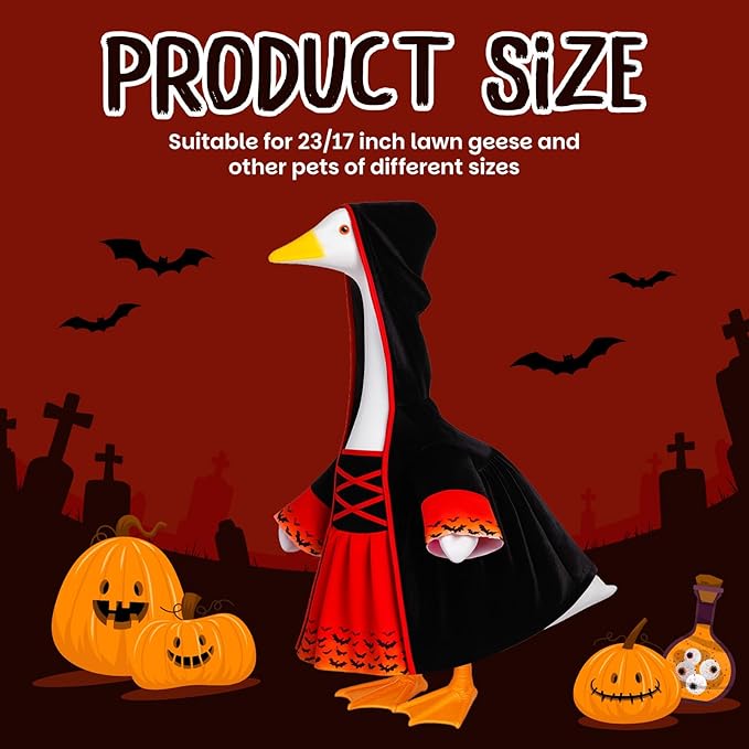 Halloween Goose Outfit Witch Lawn Porch Goose Clothes Fall Halloween Geese Costume for 23" Geese Outdoor Patio Yard Lawn Decoration