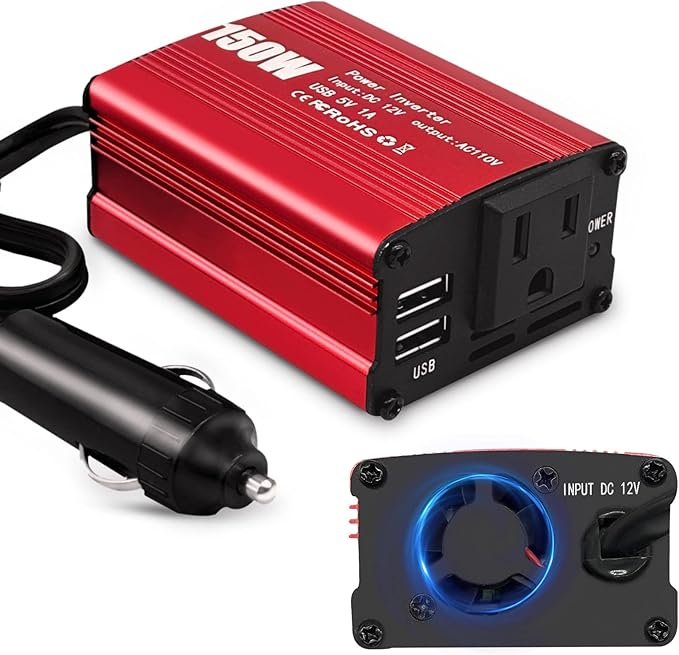 Car Power Inverters, 2000W/3000W Inverter 12v DC to 110v AC Converter with 3 AC Outlets 4 USB Port DC 5V/4.8A,Power Inverter 2000w,Car Power Converter for Truck/Home/Vehicles/Laptop Trip(150)