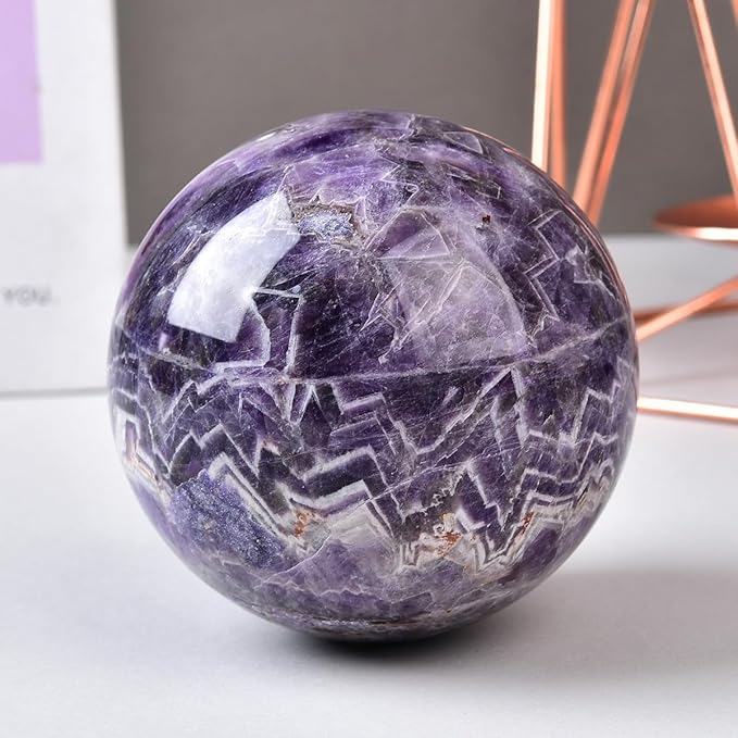 Dream Amethyst Crystal Ball with Stand Large Healing Crystals Sphere for Meditation, Divination, Witchcraft 90-100mm/3.5-3.9"