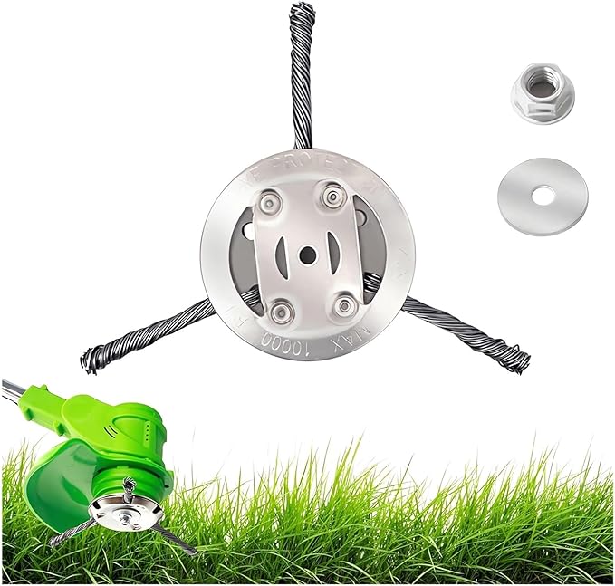 6 Inch Steel Wire Rotary Heavy Duty Weed Brush Cutter Wheel Grass String Trimmer Blades Head Universal Metal Wire Weed Eater Trimming Head Replacement Weed Wacker Weedeater Attachments (3 heads - 6in)