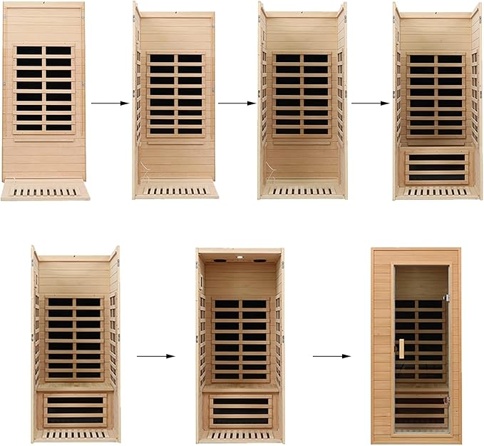 1 Person Infrared Sauna, Low EMF Infrared Saunas for Home, Hemlock Wooden Far Infrared Sauna Indoor, 1,200watt, Home Sauna Spa, with Bluetooth Speakers, LED Light, Smart Display