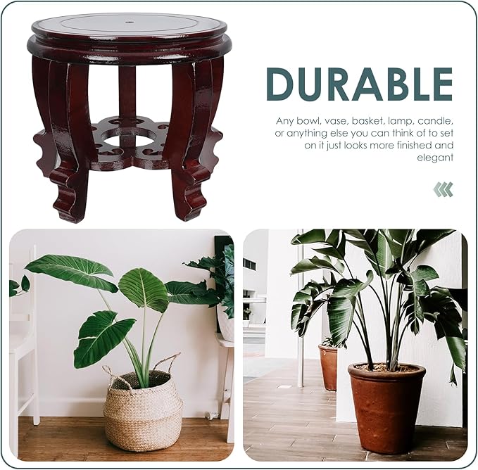 Hemoton Wooden Planter Stand Oriental Style Plant Stand Plant Holder Stool Chinese Display Pedestal Fishbowl Vase Aquarium Table Lamp Teapot Stand for Home Patio