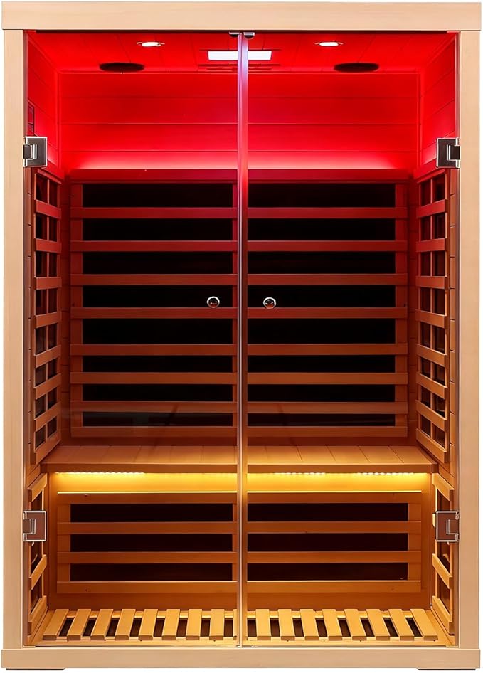 Hemlock 2 Person Infrared Sauna for Home, 1820W/120V, Ultra-Low EMF (0-5mG) Full Spectrum Far Infrared Sauna with APP Control, Bluetooth Speaker & Chromotherapy Light, Indoor Home Saunas Room