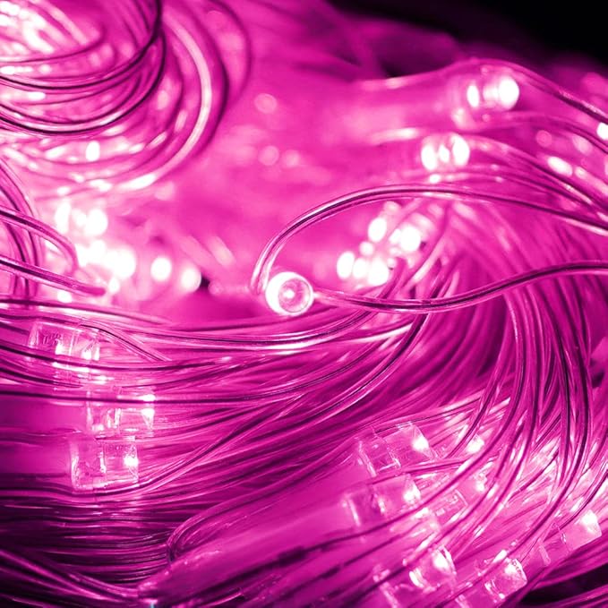Pink Net Light Valentine’s Day Decor Mesh Lights, 240LED Timer Tree Warp Fairy Lights Outdoor Hanging String Light for Home, Bedroom, Garden, Walkway, Bushes, Christmas Decor-9.8ft x 6.6ft(Pink)