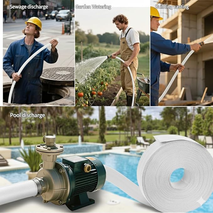 3" x 100' Pool Backwash Hose: Pool Drain Hose, Sump Pump Hose with Heavy-Duty 3-Layer, Lightweight, Kink-Resistant for Pool Drain, Irrigation,White