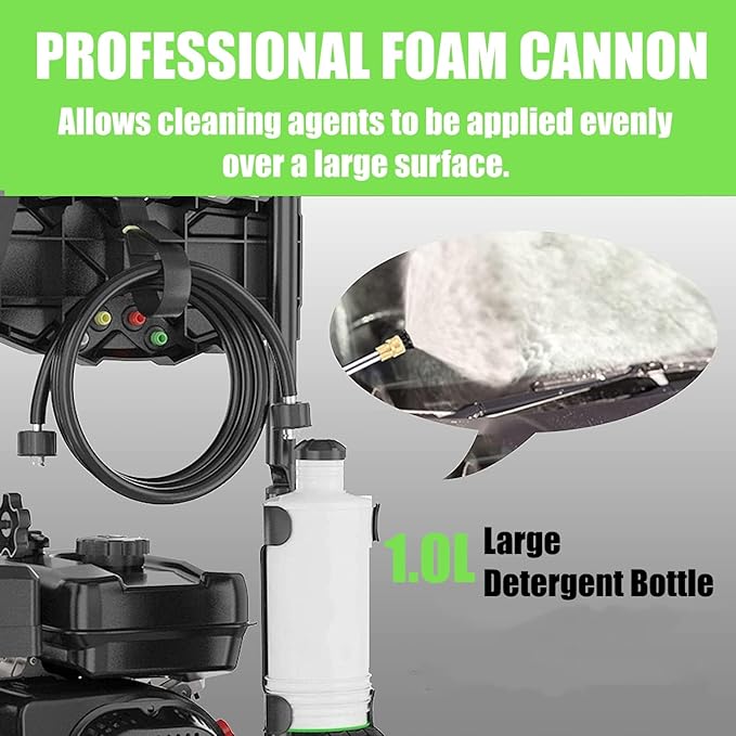 4200 PSI Gas Pressure Washer, 4.0 Max GPM 212CC 7HP Commercial Gas Power Washer, Spray Gun and Wand, 5 Nozzle Set, for Cars/Fences/Driveways/Homes/Patios/Furniture (Black)