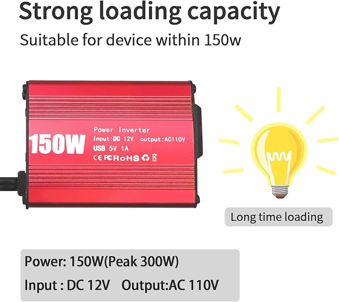 Car Power Inverters, 2000W/3000W Inverter 12v DC to 110v AC Converter with 3 AC Outlets 4 USB Port DC 5V/4.8A,Power Inverter 2000w,Car Power Converter for Truck/Home/Vehicles/Laptop Trip(150)