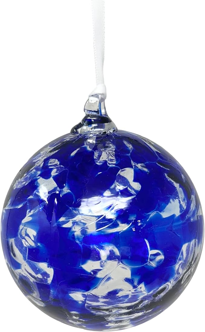 Small Friendship Glass Ball Globe - Sapphire 3.5 inch Hand Blown Handmade Hanging Garden Gazing Ball Indoor Outdoor Home Décor