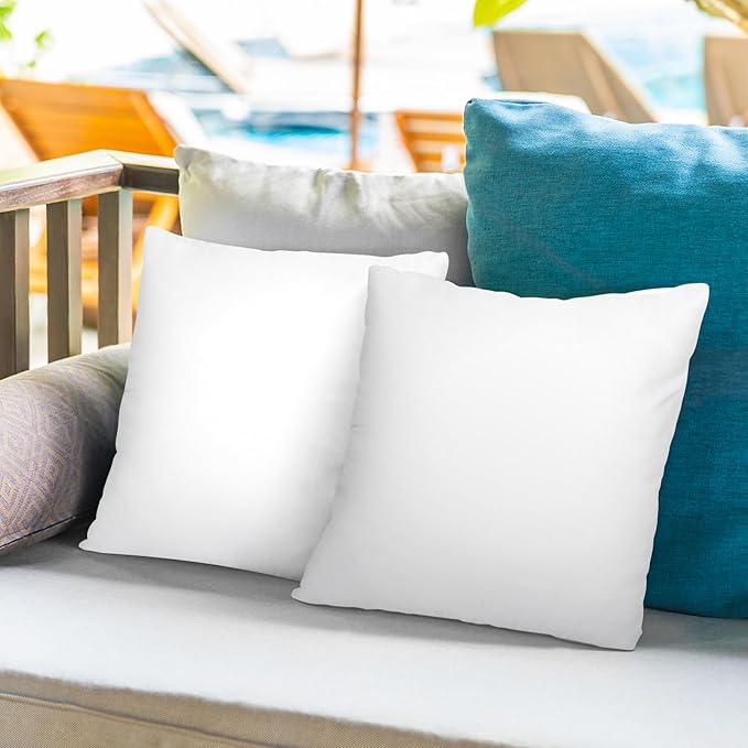 Pack of 2 24x24 Outdoor Pillow Inserts, Water Resistant Throw Pillow Inserts, Cushion Inner Pads for Patio, Furniture, Sofa, Bed, Living Room, Garden Decorative Waterproof Pillow Inserts