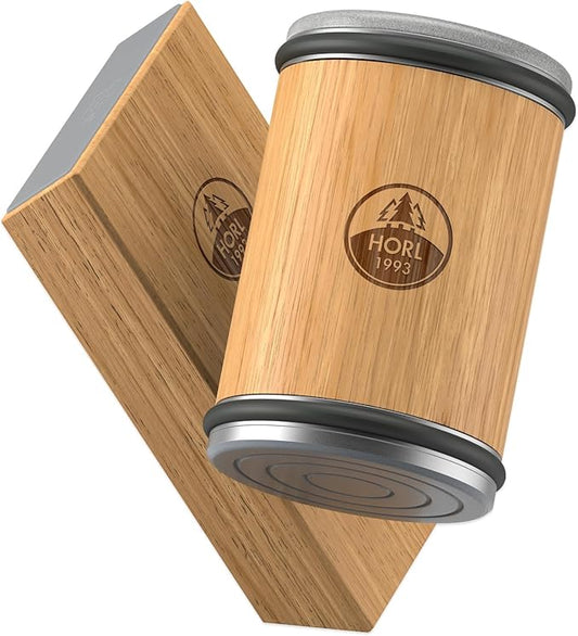 HORL 2 Oak Kitchen Knife Sharpener for Razor Sharp Edges Made in Germany - Rolling Sharpener for knives - Rolling Knife Sharpening Kit with Magnetic Holder with 15 & 20 Degrees