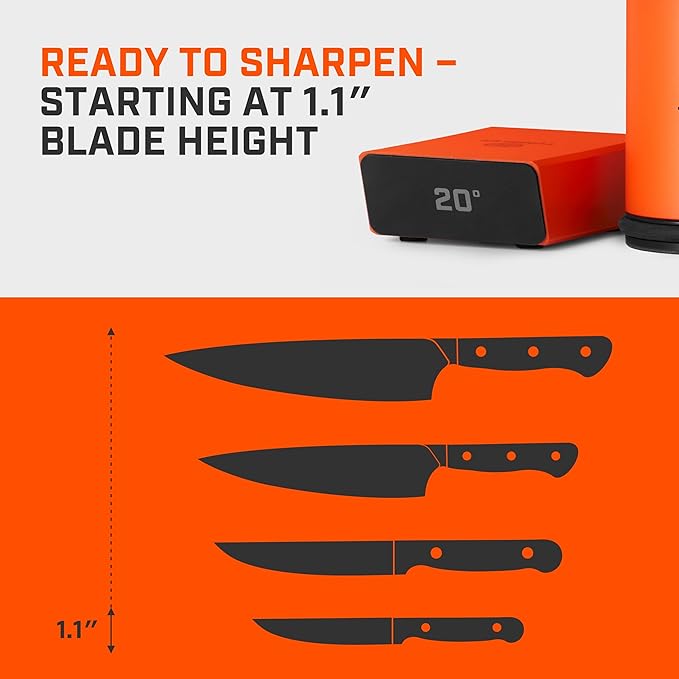 TUMBLER Pro Rolling Knife Sharpener™ - Knife Sharpening Made Easy - Rolling Knife Sharpening Kit with Removable Disc System - Includes 4-Layer Diamond Sharpening Disc & EdgeBoost Ceramic Disc (Orange)