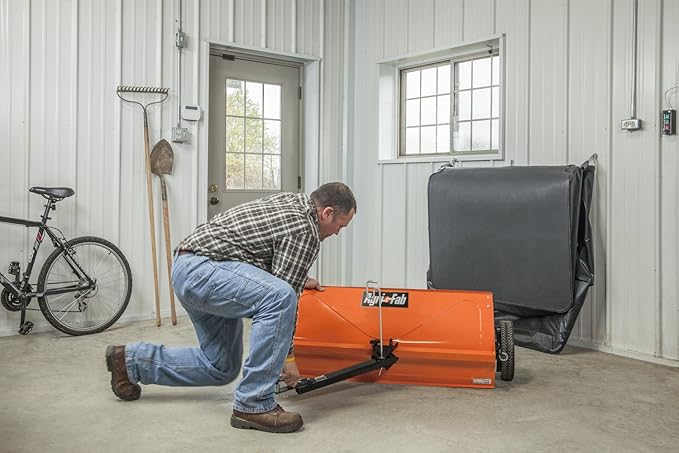 Agri-Fab 45-0492 44" Tow-Behind Lawn Sweeper, 28 cu. ft Hopper Bag Capacity; Leaf & Grass Catcher, with Adjustable Brush Height and Dump From Seat Handle