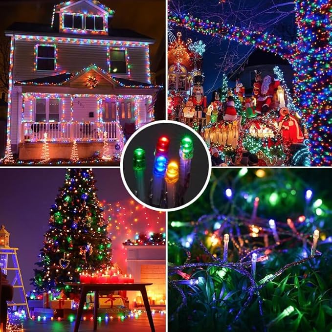 weillsnow 164 FT 500 LED Christmas Lights Outdoor, Waterproof Christmas Fairy Lights with Timer, Plug in Multicolor LED String Lights with 8 Modes for Bedroom Wedding Party Xmas Decoration