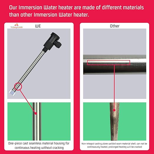 2000W Titanium Submersible Electric Immersion Water Heater with Temp Control & GFCI – Portable Heater for Hot Tubs, Above-Ground Pools, Inflatable Pools, Baptism Pools, Spa Tubs & Bathtubs