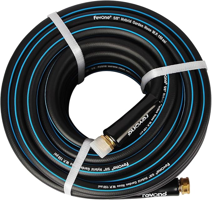 Fevone Garden Hose 25 ft., Lightweight Hybrid Water Hose, Flexible and Durable, Leak-Free Connections